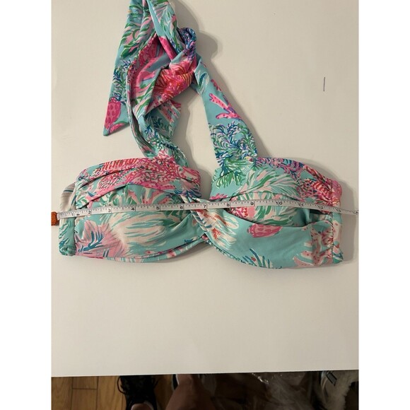Lilly Pulitzer Eddee Halter Bandeau Bikini Top Aqua Print Size 4 - Picture 6 of 8
